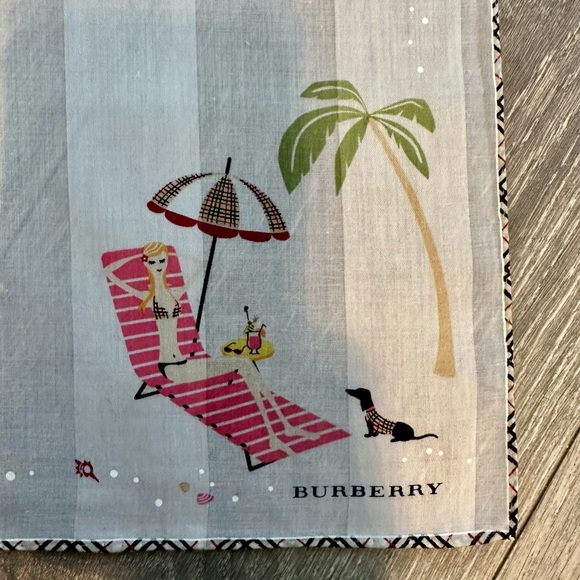 Burberry day at beach story scarf nwot comes with a free designer gift 23x22.5” - Picture 4 of 10